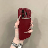 Luxury Silicone Solid Color Shockproof Versatile  Camera Metal Frame Protective Case For iPhone