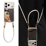 Simple Mirrored Phone Case with Lanyard For iPhone