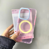 Contrast Color Transparent Magnetic Mobile Phone Case For iPhone