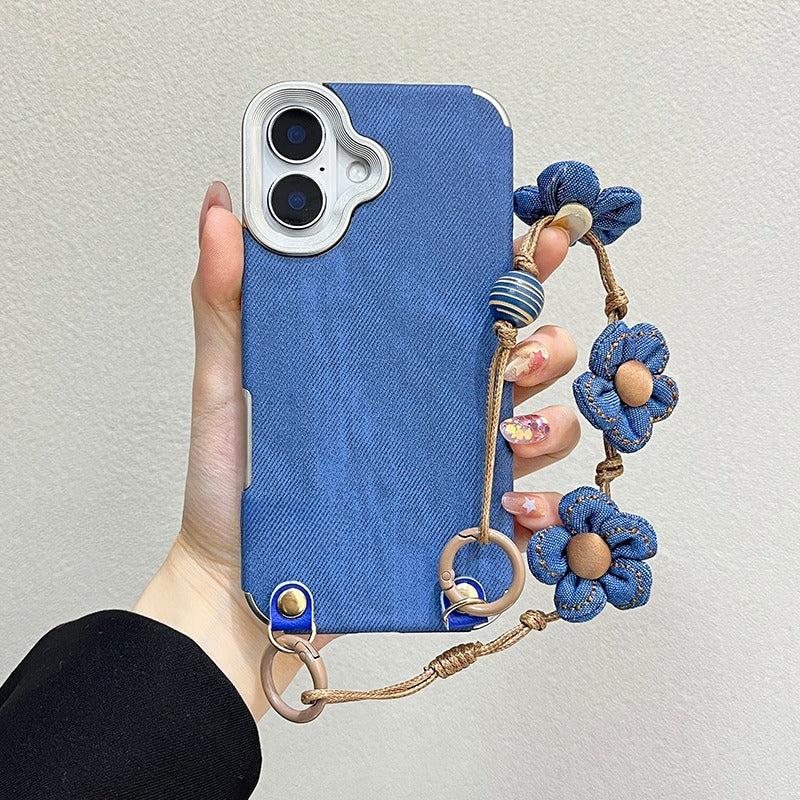 Blue Flower Bracelet Anti-fall Phone Case For iPhone