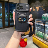 3D Cat Lanyard Anti-drop Phone Case For iPhone