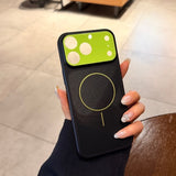 Color-blocked Large Window Hollowed-out Magnetic Phone Case For iPhone