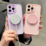 Magnetic Bracket Wireless Charging Case For iPhone