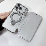 Transparent Flip Stand Card Holder Phone Case For iPhone