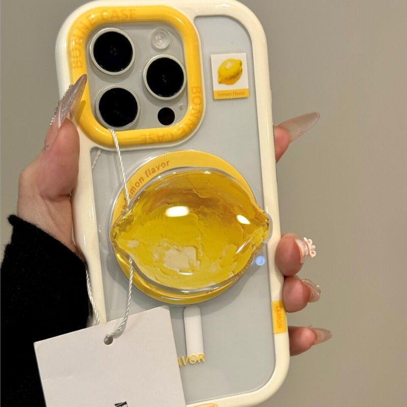Epoxy Oil Painting Lemon Magnetic Mobile Phone Case For iPhone
