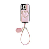 Leather 3D Rivet Heart For iPhone