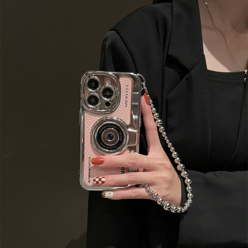 Leather Electroplating Camera Handbag Crossbody Soft Case For iPhone