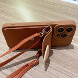 Heart-shaped Card Holder Crossbody Lanyard Phone Case For iPhone