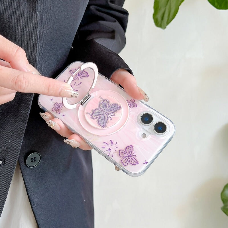 Butterfly Bracket Magnetic Phone Case For iPhone