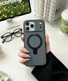 Luxury Matte Clear Metal Holder Ring Magnetic Case for iPhone