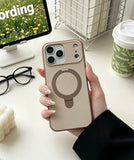 Luxury Matte Clear Metal Holder Ring Magnetic Case for iPhone