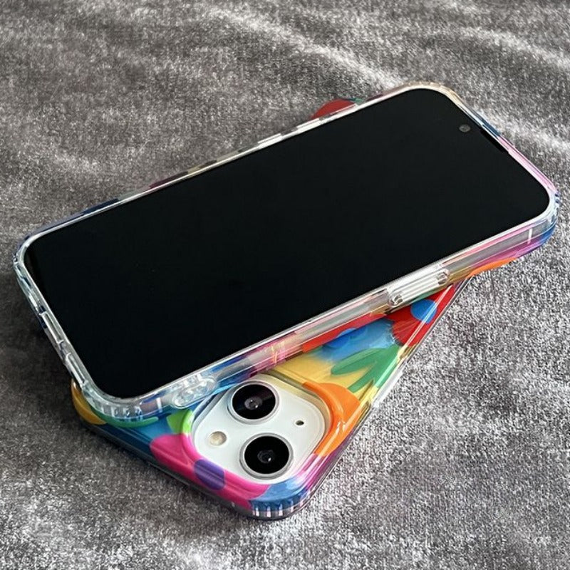 Colorful Flower Ring Buckle Phone Case For iPhone