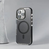 Armor Non-Slip Magnetic Carbon Fiber Pattern Case For iPhone
