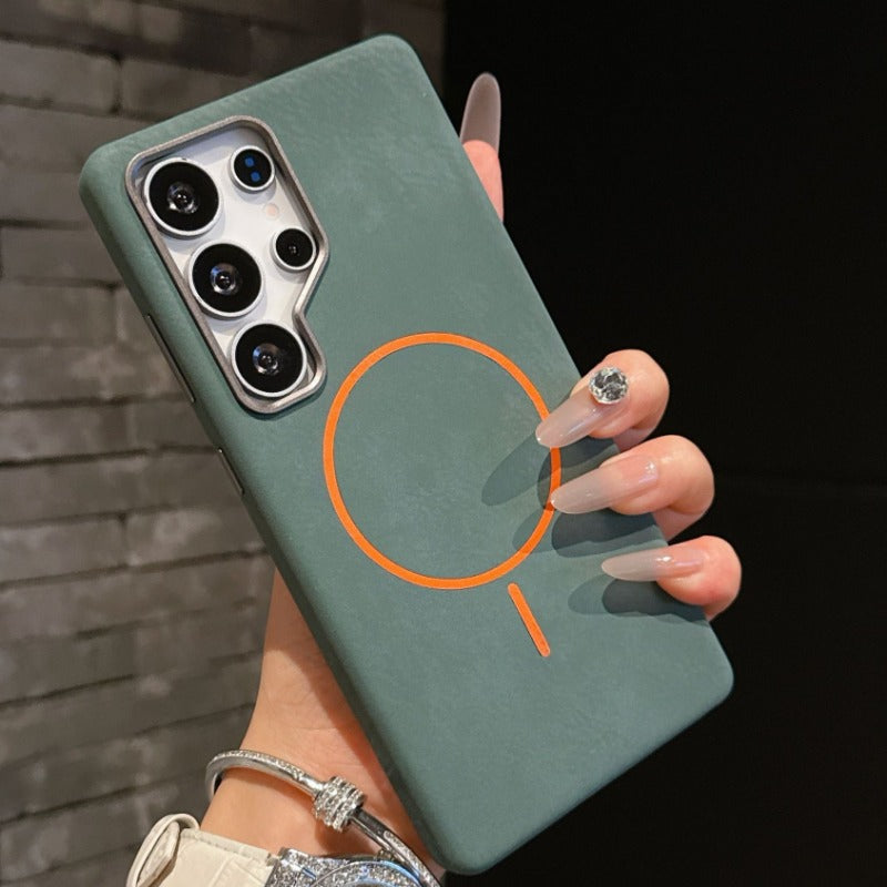 Magnetic Thin Circle Leather Phone Case For Samsung