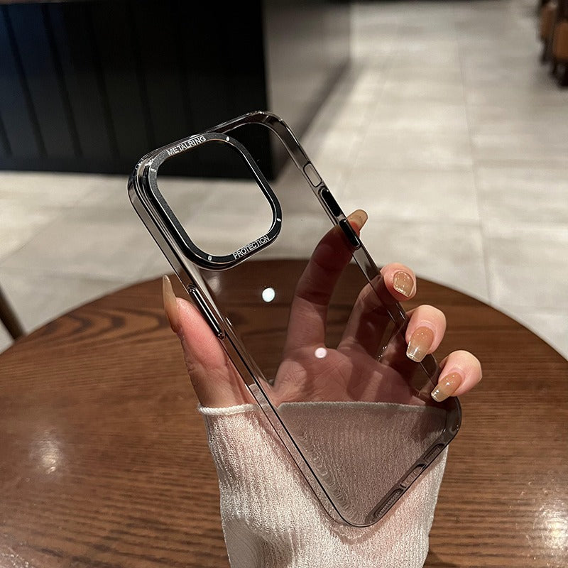 Transparent Metal Lens Phone Case For iPhone