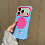 Color-blocking Wavy Magnetic Shockproof Phone Case For iPhone
