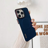 Plain Leather Magnetic Phone Case For iPhone