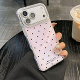 Polka Dot Rhinestone Lens Film Phone Case For iPhone