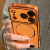 Electroplated Large Window Magnetic Phone Case For iPhone