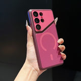 Color-blocked Fabric Magnetic Phone Case For Samsung