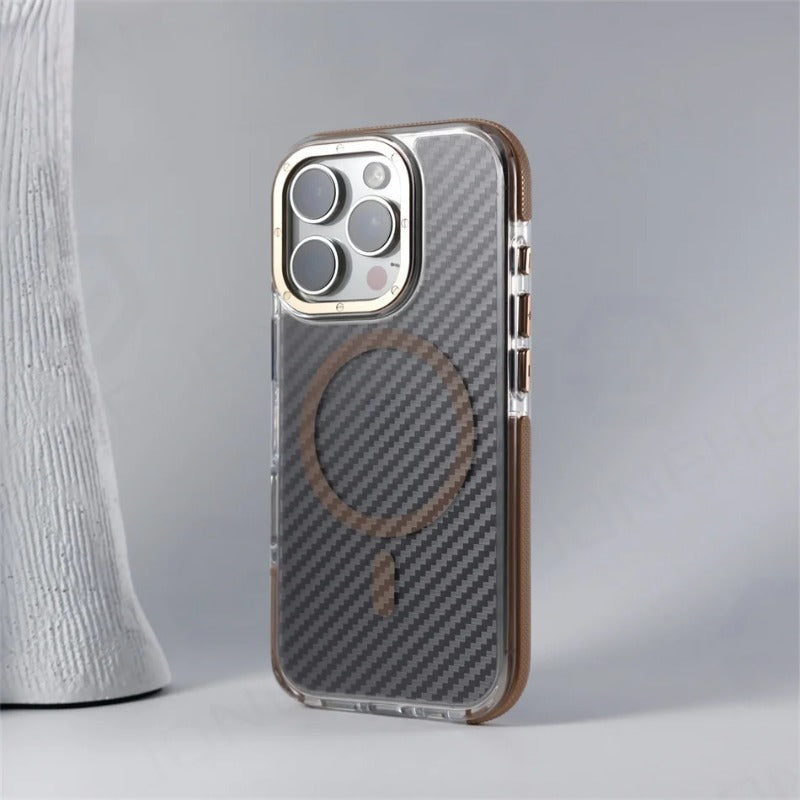 Armor Non-Slip Magnetic Carbon Fiber Pattern Case For iPhone