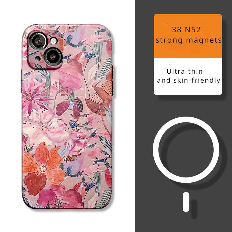 Ultra-thin All-inclusive Hard Shell Luminous Lines Flowers Case For iPhone