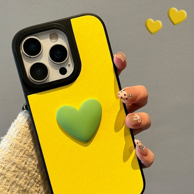 Contrast Color Heart Phone Case For iPhone