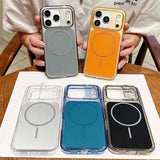 Transparent Frame+Solid Color Magnetic Back Cover for iPhone