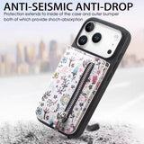 Zipper Card Holder with Lanyard Phone Case For iPhone