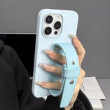 Leather Wristband Liquid Silicone Phone Case For iPhone