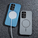 Carbon Fiber Pattern Magnetic Case For Samsung