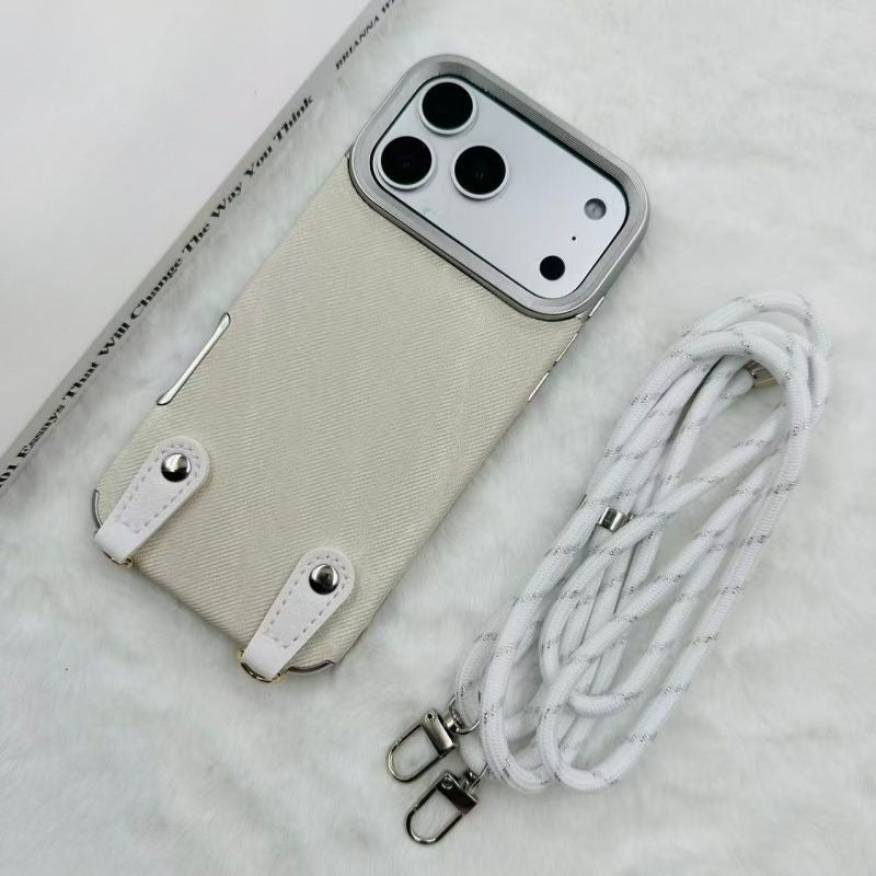 Denim Surface Lanyard Phone Case For iPhone