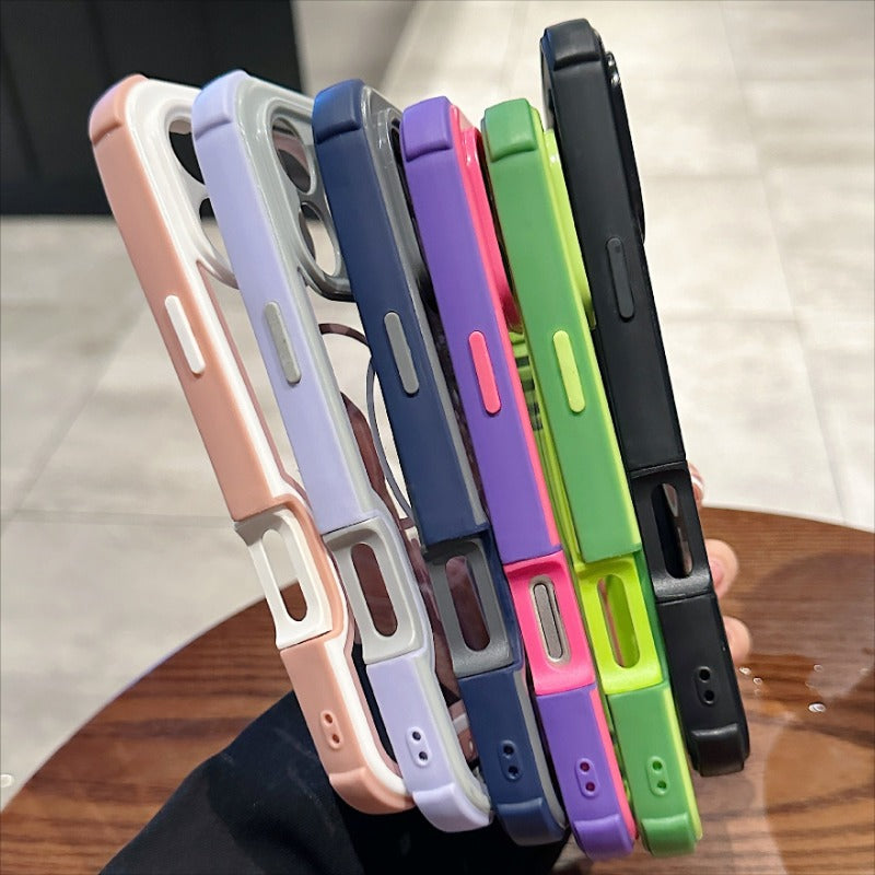 Colorblock Magnetic Phone Case For iPhone