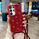 Wave Pattern Crossbody Epoxy Butterfly Phone Case For Samsung