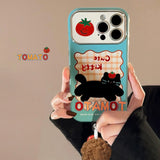 Original Doodle Cat Cartoon Leather Phone Case for iPhone