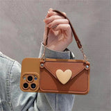 Crossbody Lanyard Necklace Strap Card Holder Purple Case For iPhone