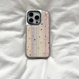Silver Frame Pink and Yellow Pattern Gilded Star Mobile Phone Case For iPhone