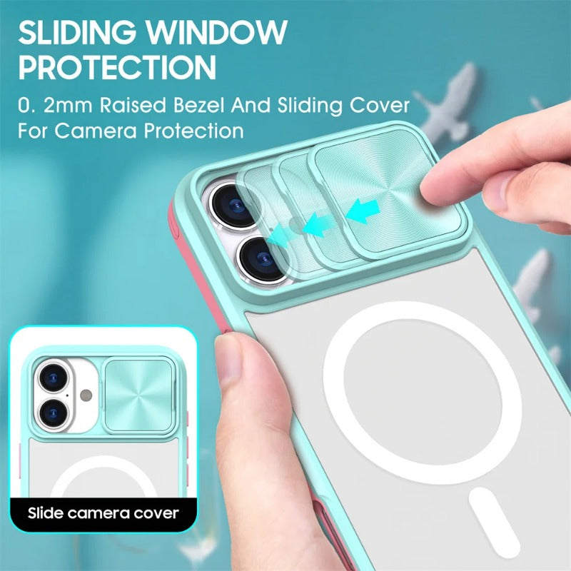 Slide Camera Lens Protection Clear Magnetic Phone Case For iPhone