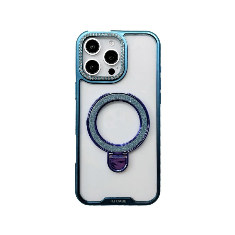 Electroplating Transparent Folding Bracket Mobile Phone Case For iPhone