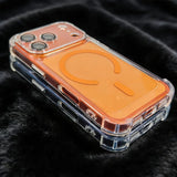 Acrylic Transparency Shockproof Plating Magnetic Case For iPhone