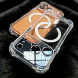 Acrylic Transparency Shockproof Plating Magnetic Case For iPhone
