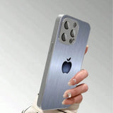 Plating Silver “silver apple ” Toughened Glass Design  Case For iPhone