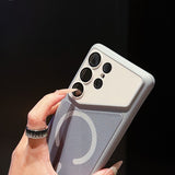Color-blocked Fabric Magnetic Phone Case For Samsung