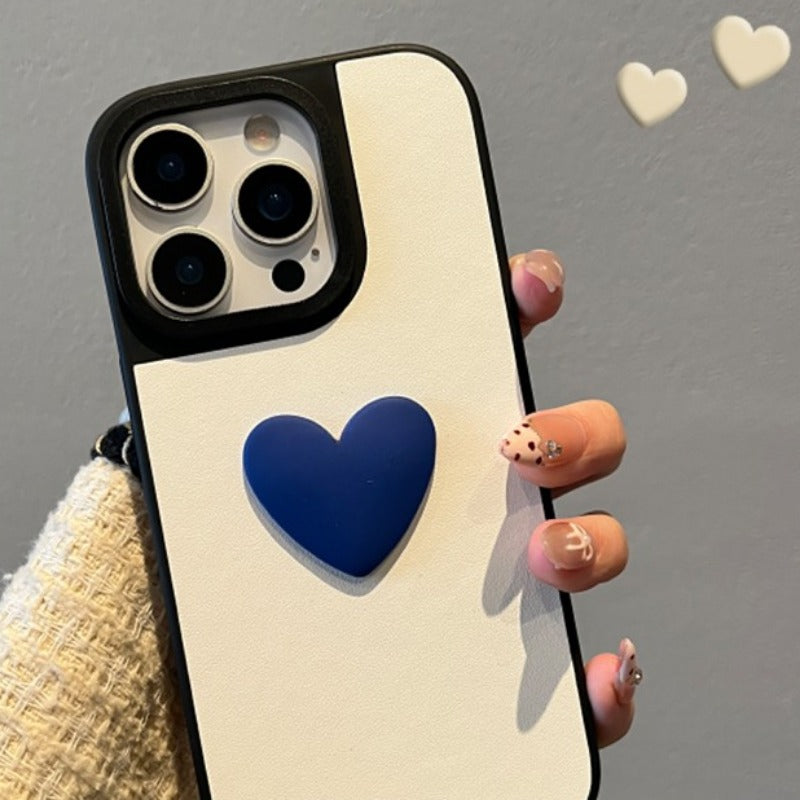 Contrast Color Heart Phone Case For iPhone