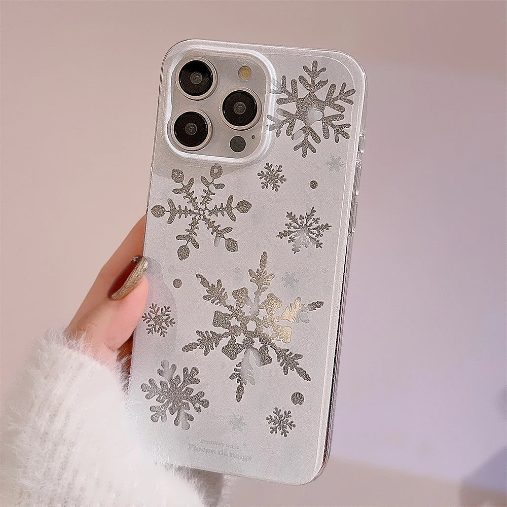 Bling Bling Glitter Winter Snowflakes Christmas Style Phone Cover Case For iPhone