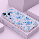 Custodia per telefono in silicone floreale blu per iPhone