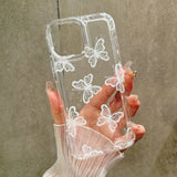 Cartoon White Butterfly Clear Case For iPhone