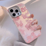 Cartoon Laser Pink Dragon Case for iPhone