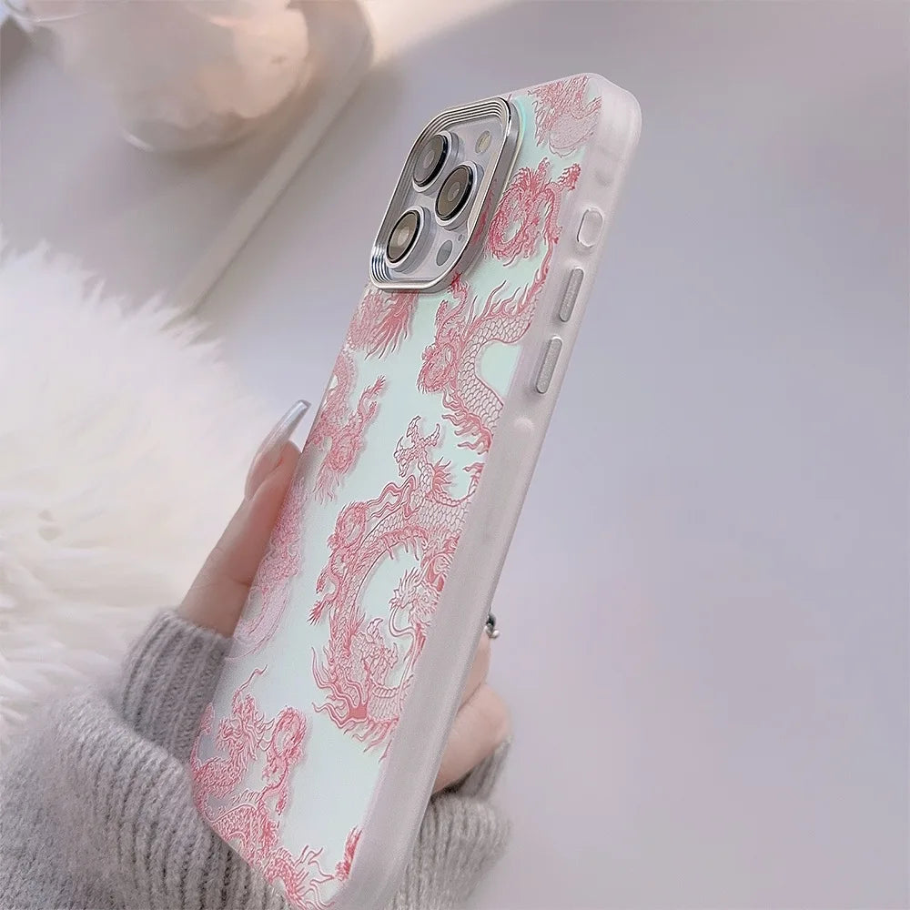 Cartoon Laser Pink Dragon Case for iPhone