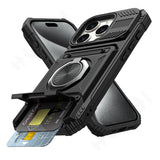 Magnetic Rotated Ring Kickstand Heavy Duty Drop Protection Wallet Case For iPhone